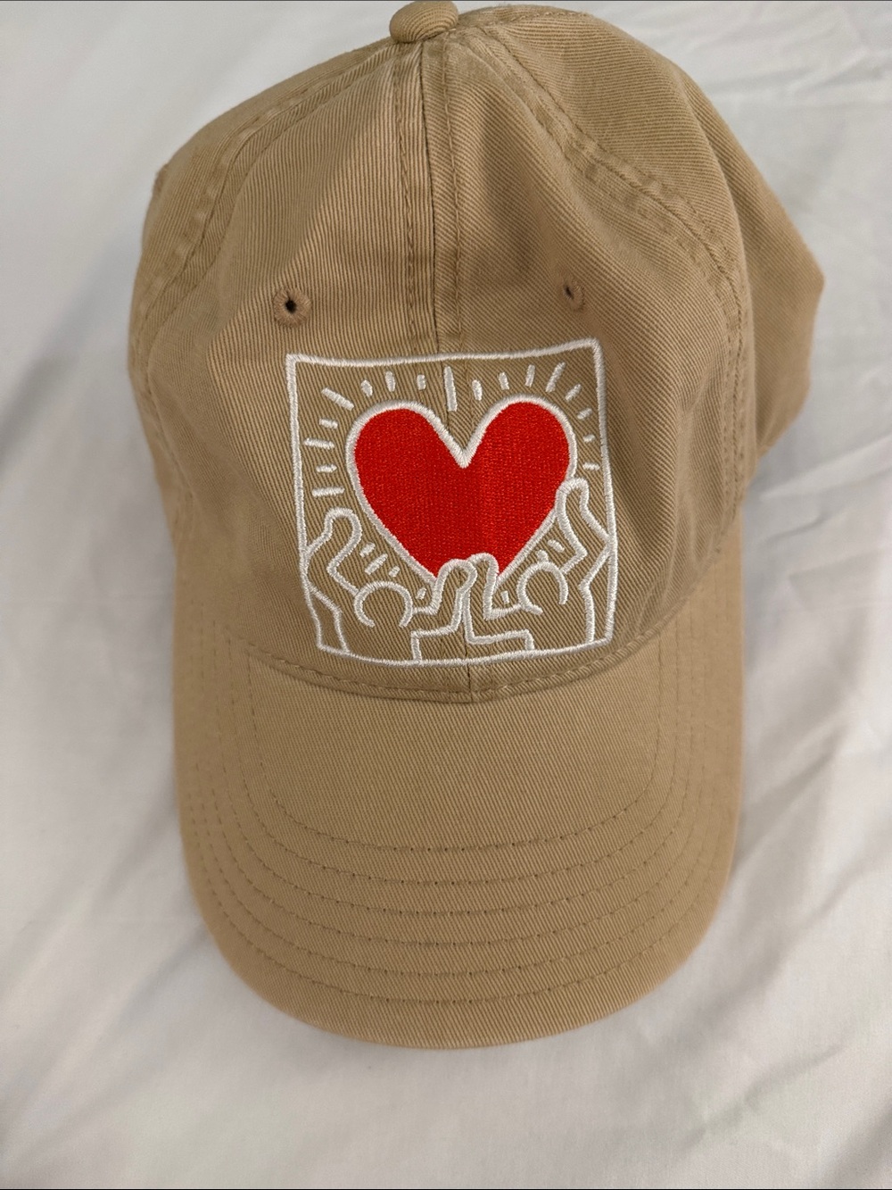 Keith Haring Tan Baseball Cap with Red Heart